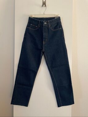 Carmar Cotton High Rise Straight Leg Dark Wash Jeans Raw Hem NWOT